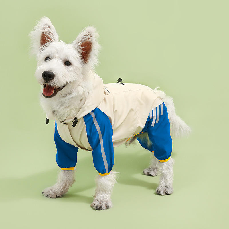 All-Weather Reflective Hooded Pet Raincoat with Leg Coverage
