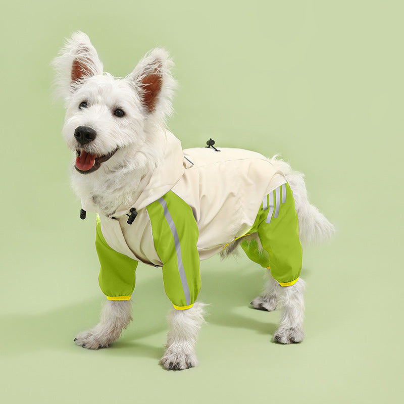 All-Weather Reflective Hooded Pet Raincoat with Leg Coverage