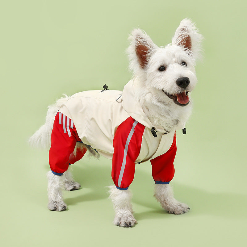 All-Weather Reflective Hooded Pet Raincoat with Leg Coverage
