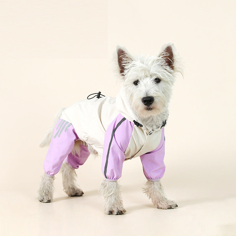 All-Weather Reflective Hooded Pet Raincoat with Leg Coverage