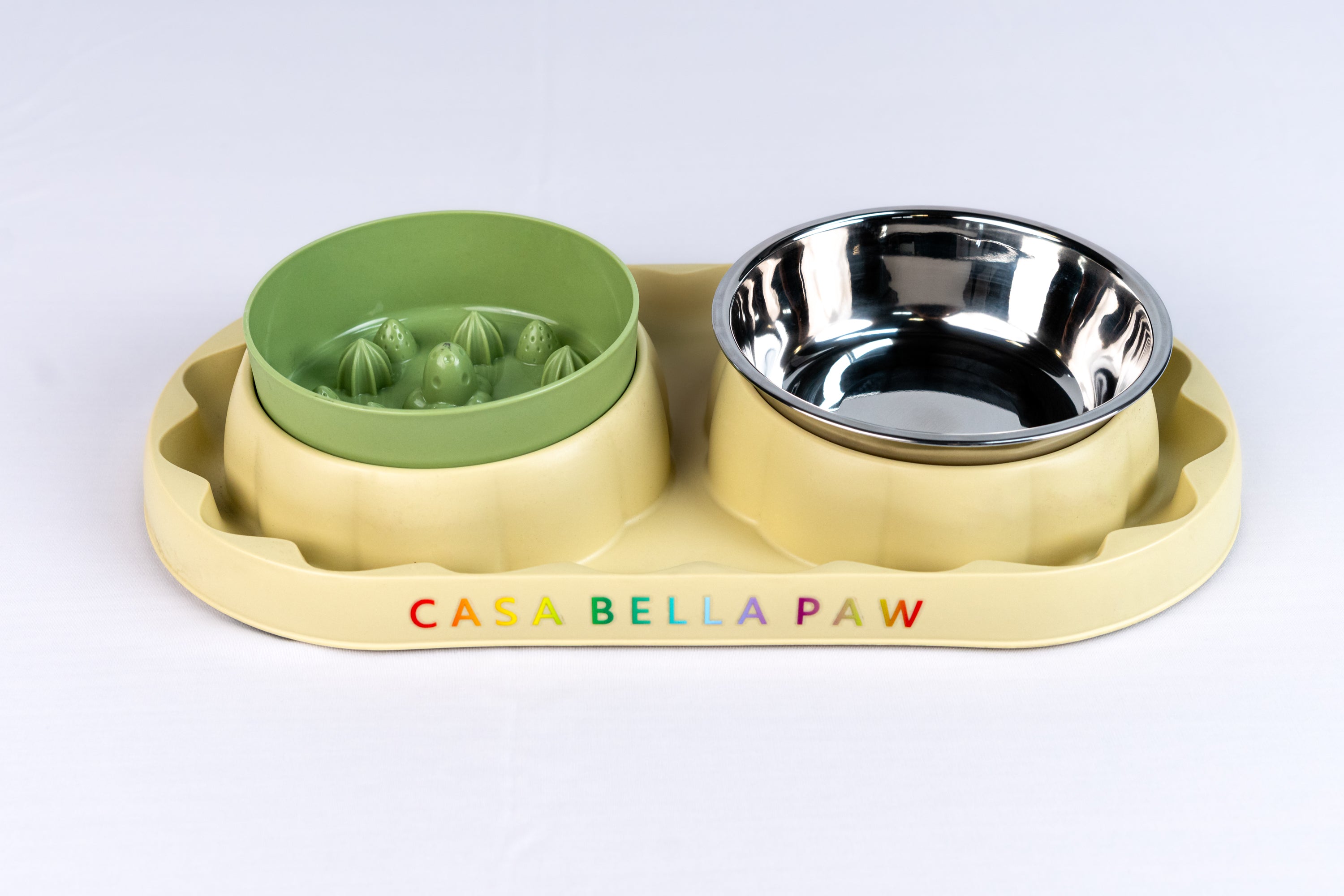 Slow Feeder & Water Bowl Set (Food-Grade Plastic + Stainless Steel)