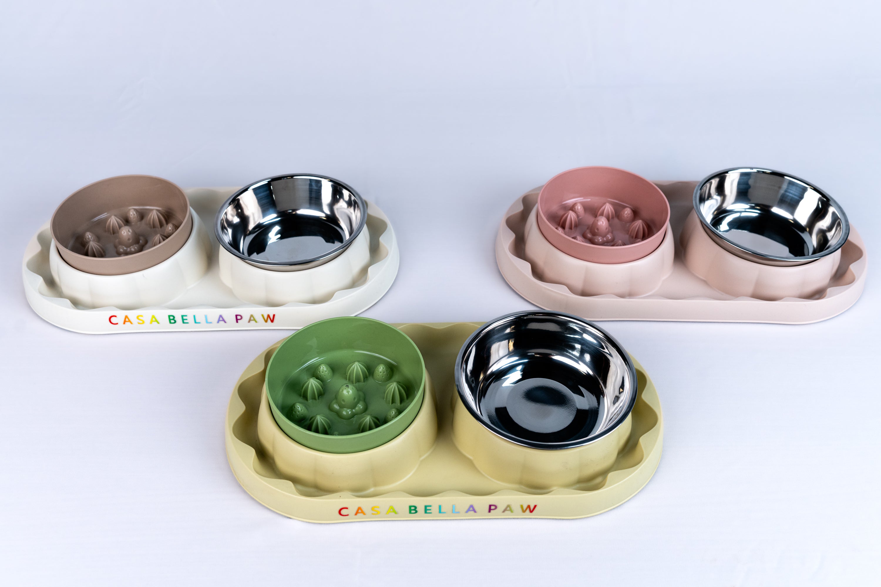 Slow Feeder & Water Bowl Set (Food-Grade Plastic + Stainless Steel)
