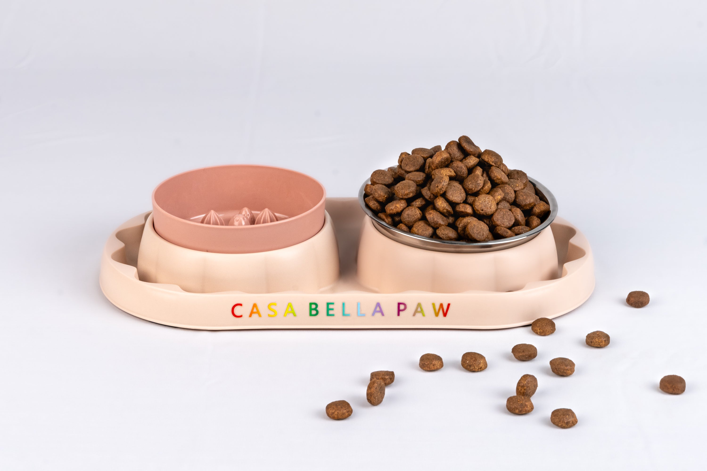 Slow Feeder & Water Bowl Set (Food-Grade Plastic + Stainless Steel)