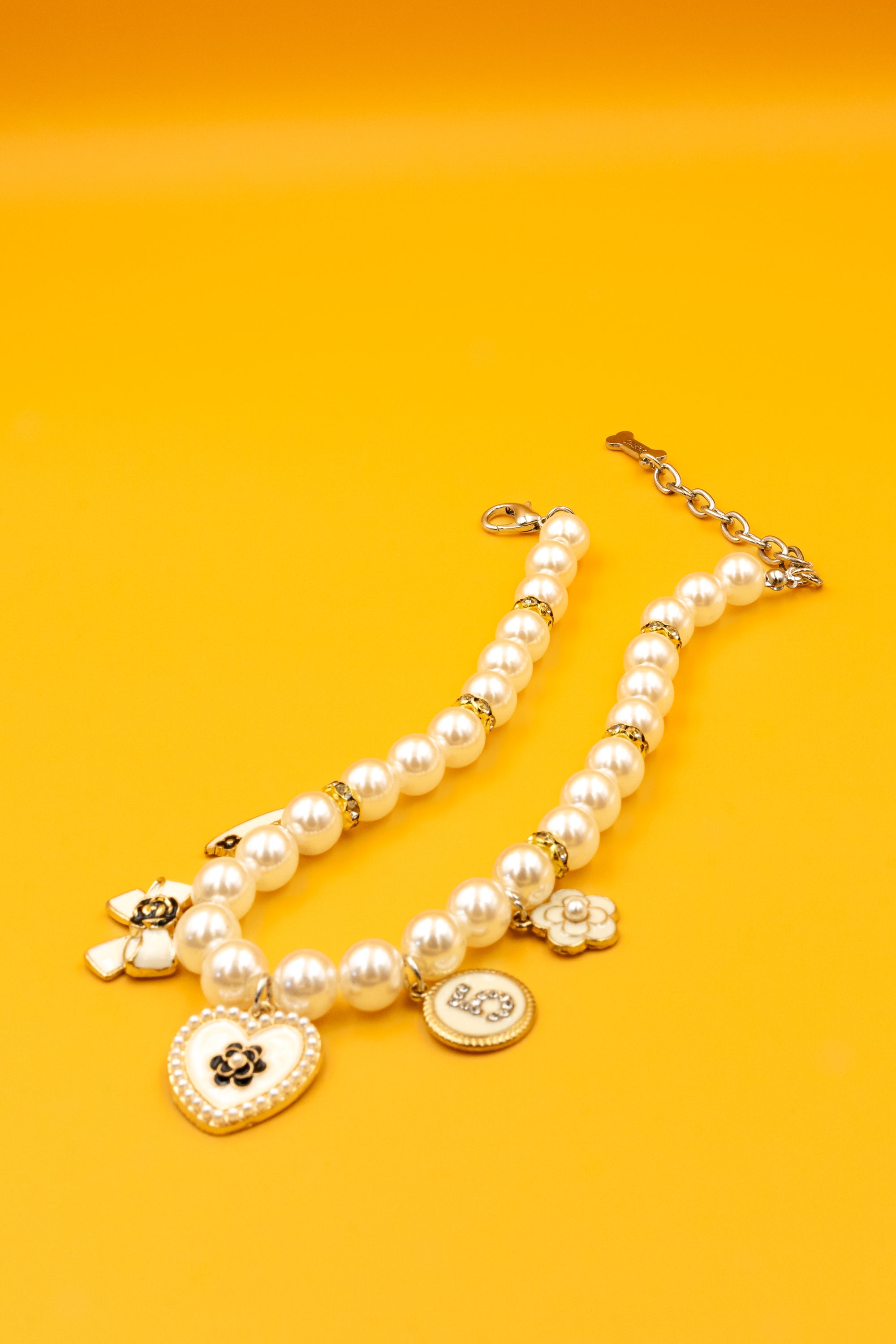 Dior-Inspired Pearl Charm Necklace for Pets