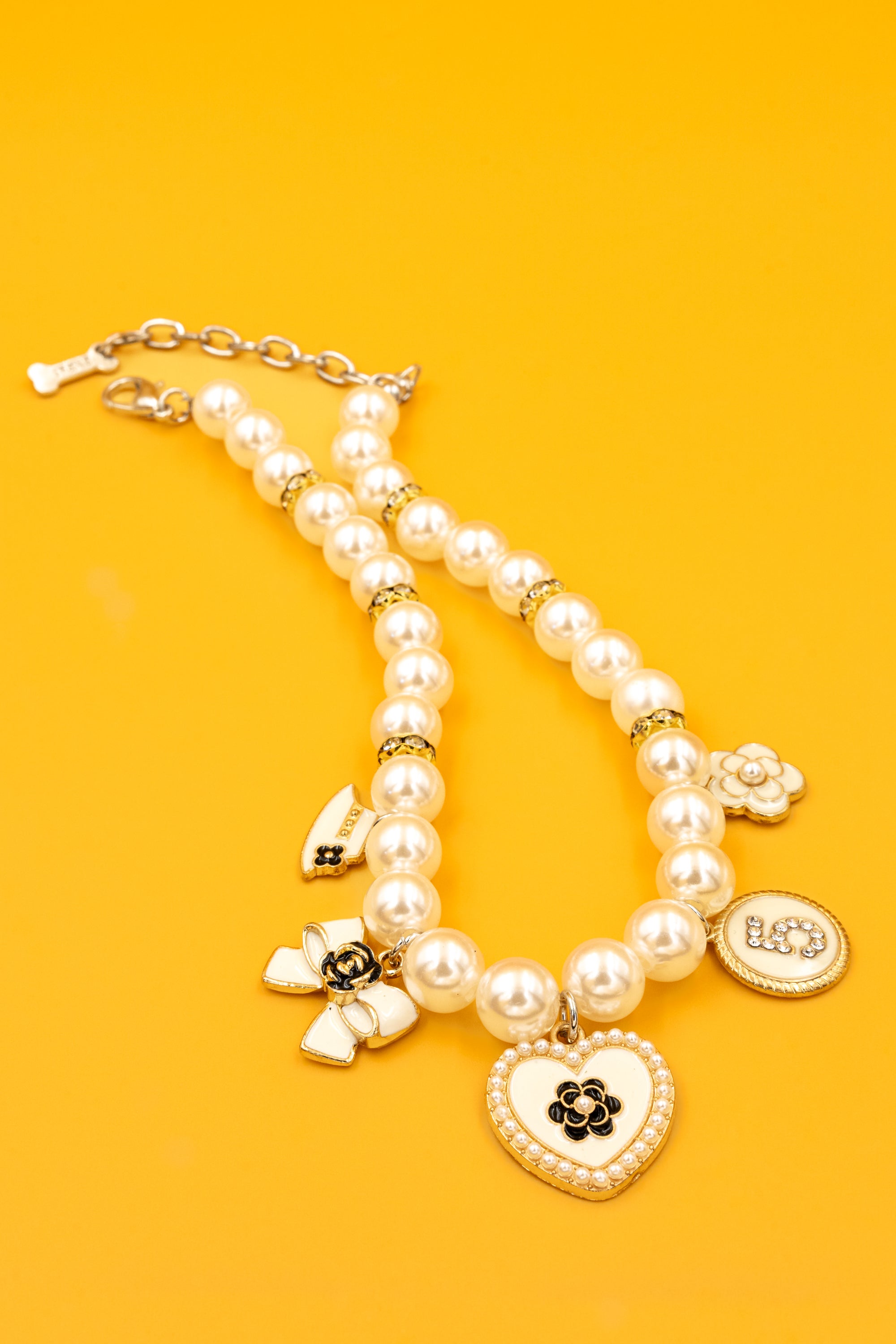 Dior-Inspired Pearl Charm Necklace for Pets