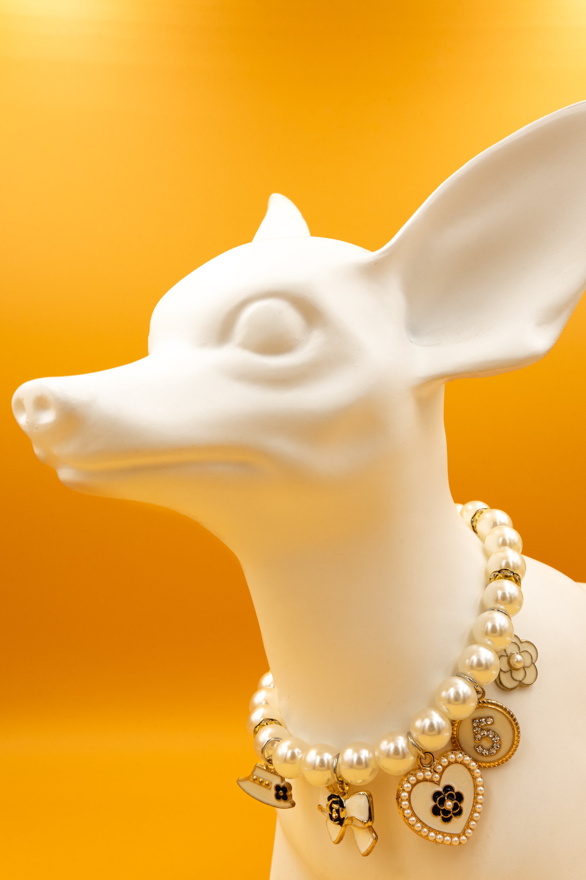 Dior-Inspired Pearl Charm Necklace for Pets