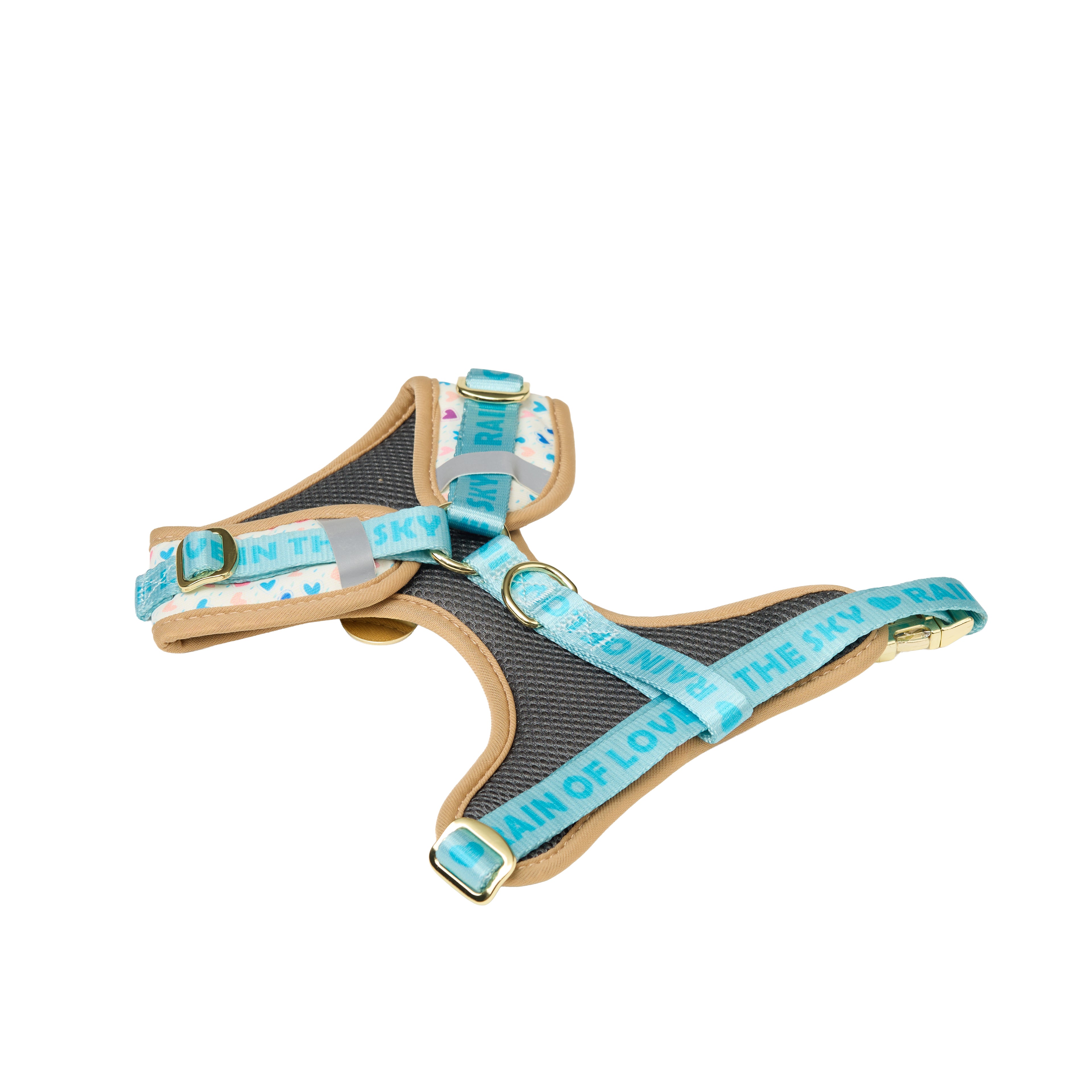 Rainbow Heart Print Dog Walk Essentials Set – Harness, Leash, Bag & Accessories