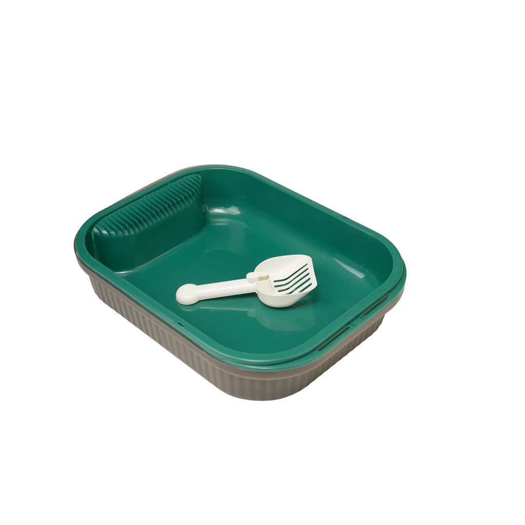 High Fenced Cat Litter Box with Scoop