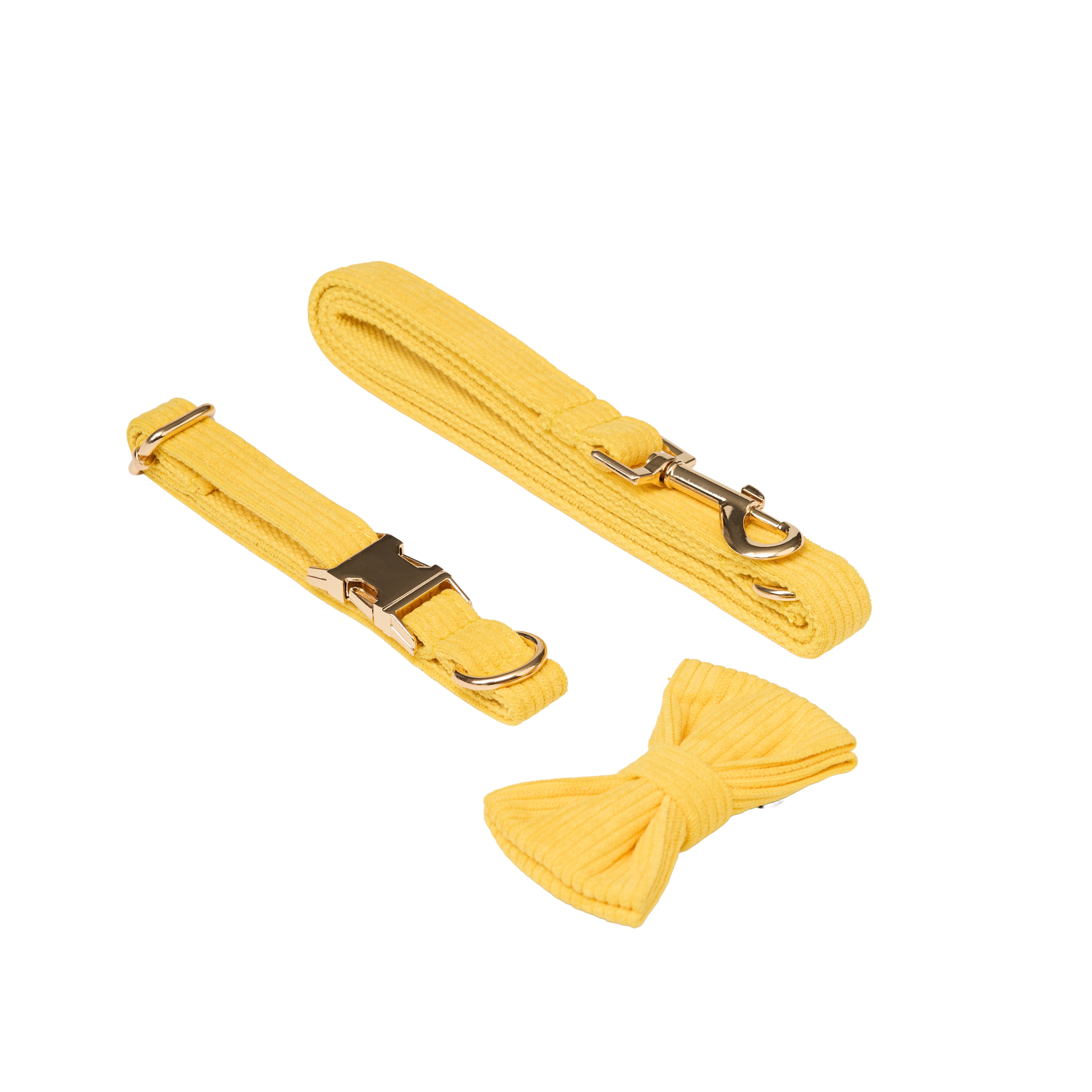Corduroy Dog Leash, Collar & Bow Set