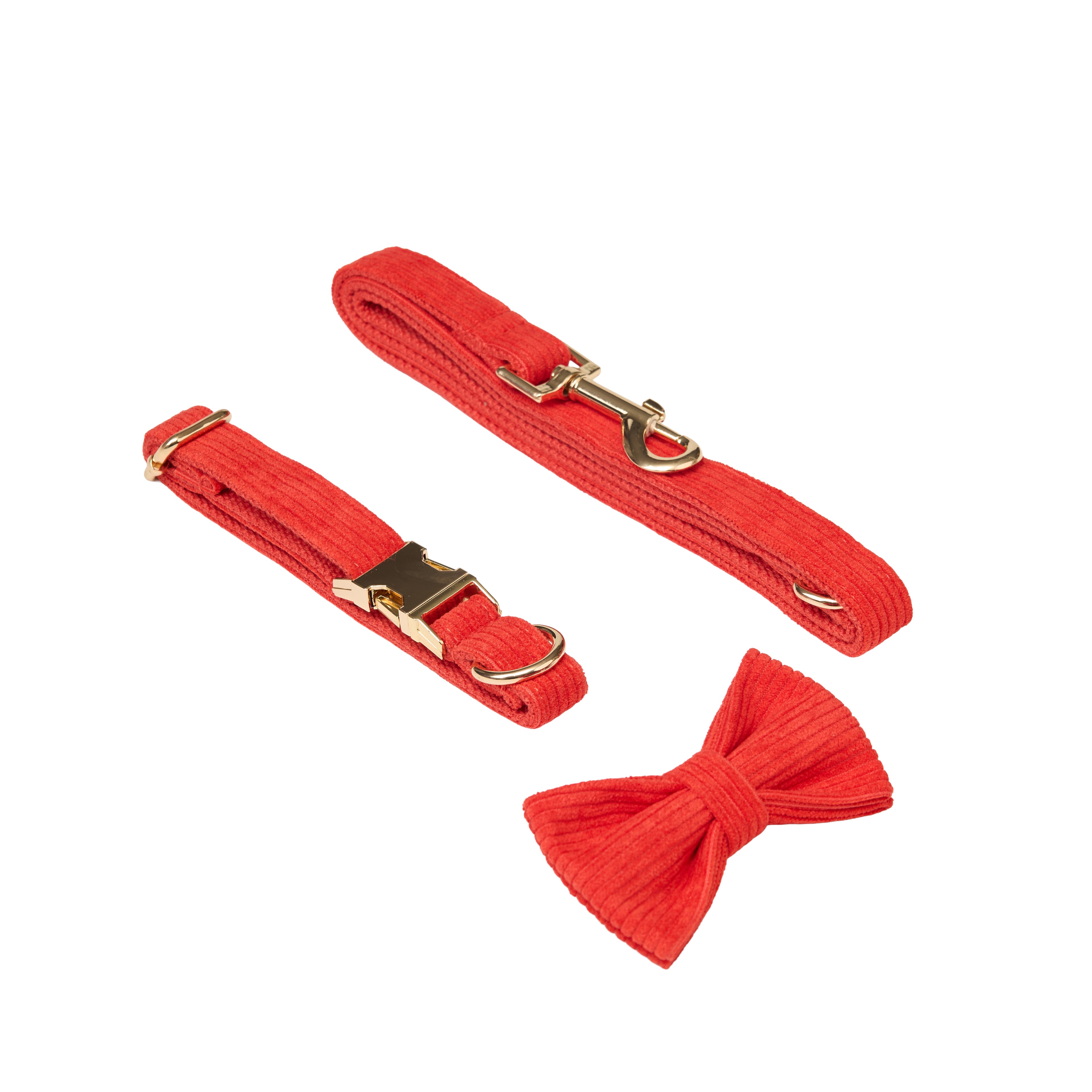 Corduroy Dog Leash, Collar & Bow Set