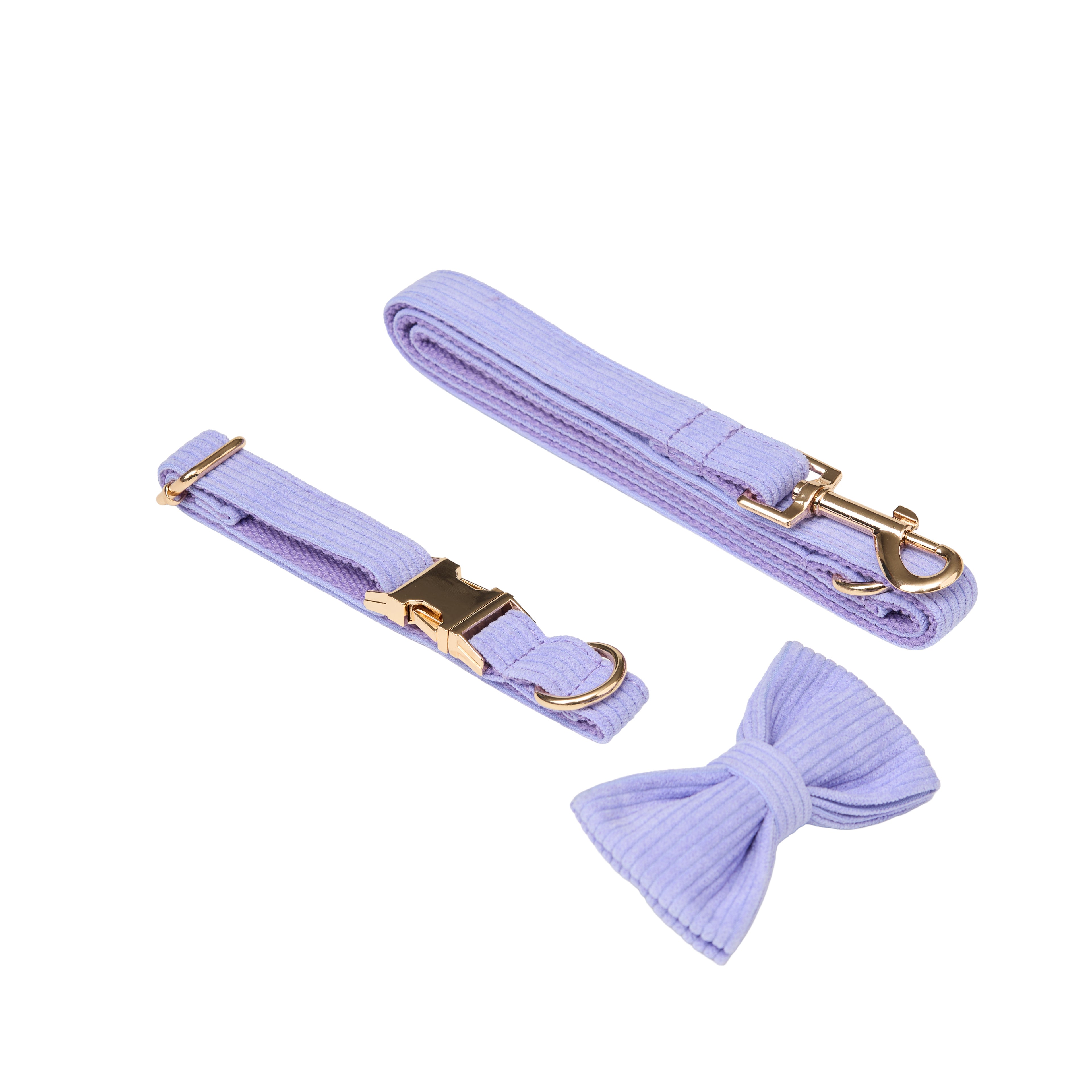 Corduroy Dog Leash, Collar & Bow Set