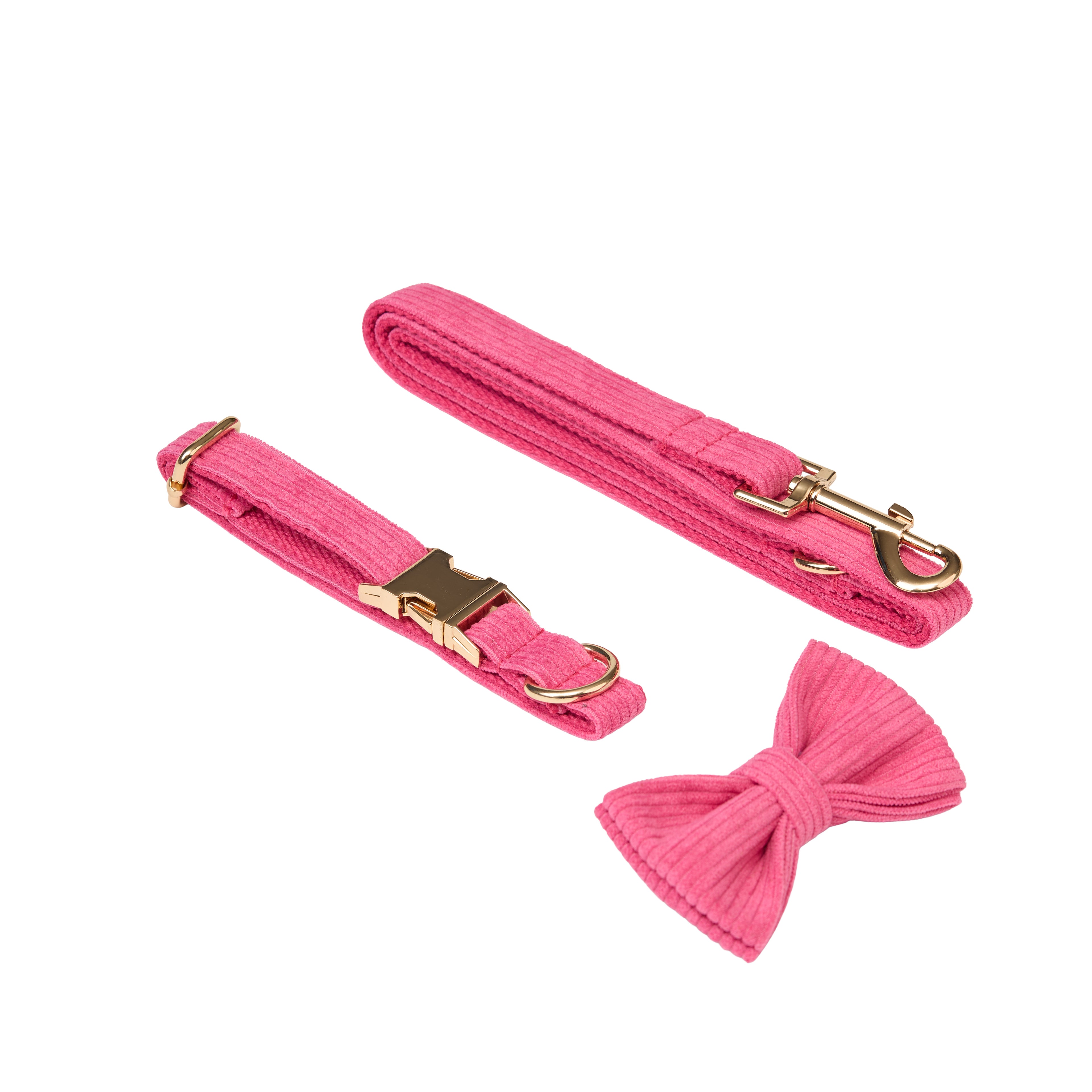 Corduroy Dog Leash, Collar & Bow Set
