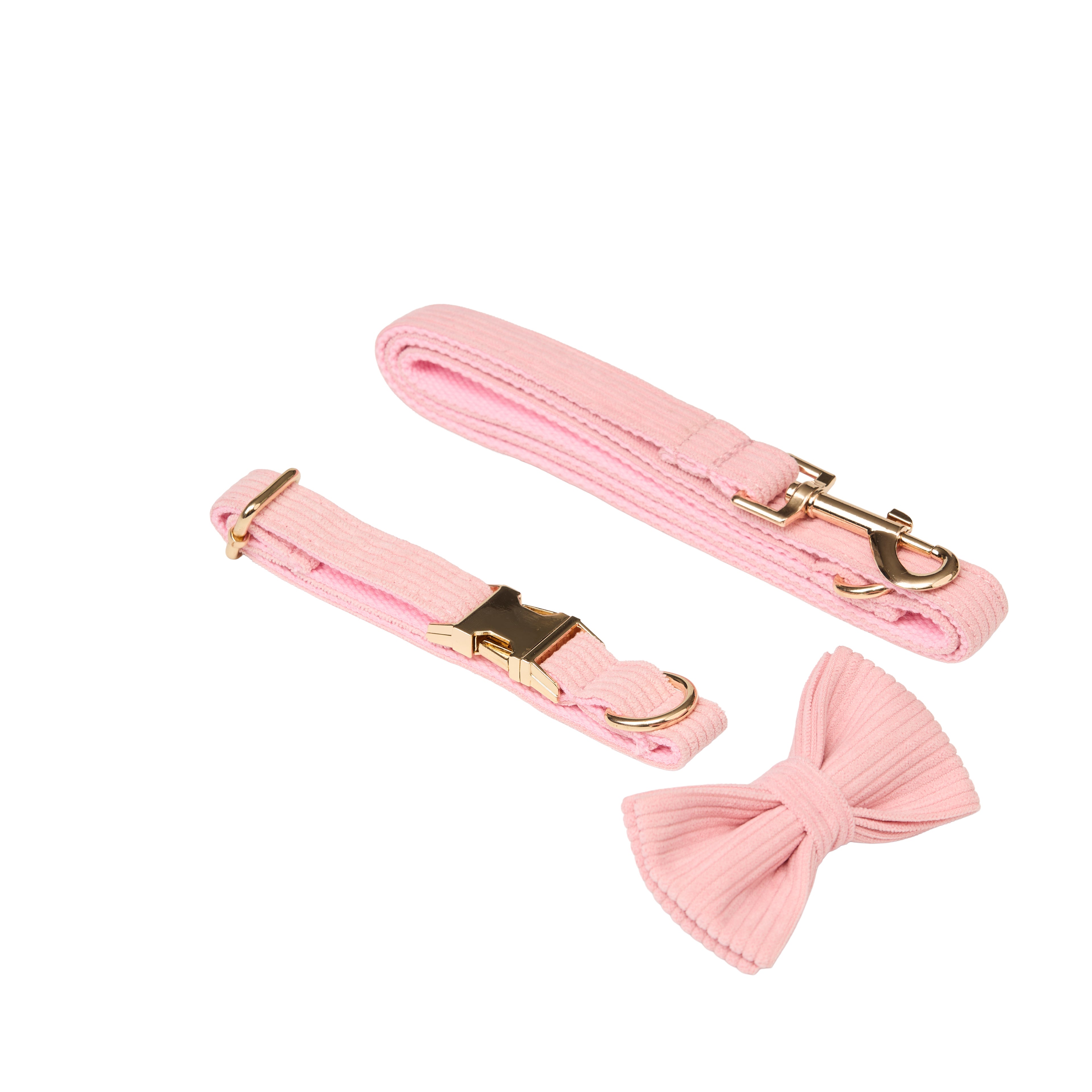 Corduroy Dog Leash, Collar & Bow Set