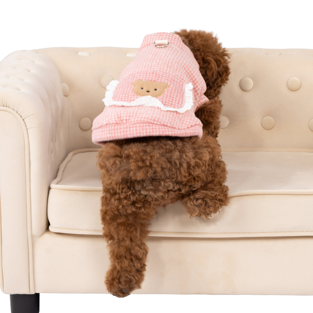 Checkered Teddy Patch Felt Winter Jacket