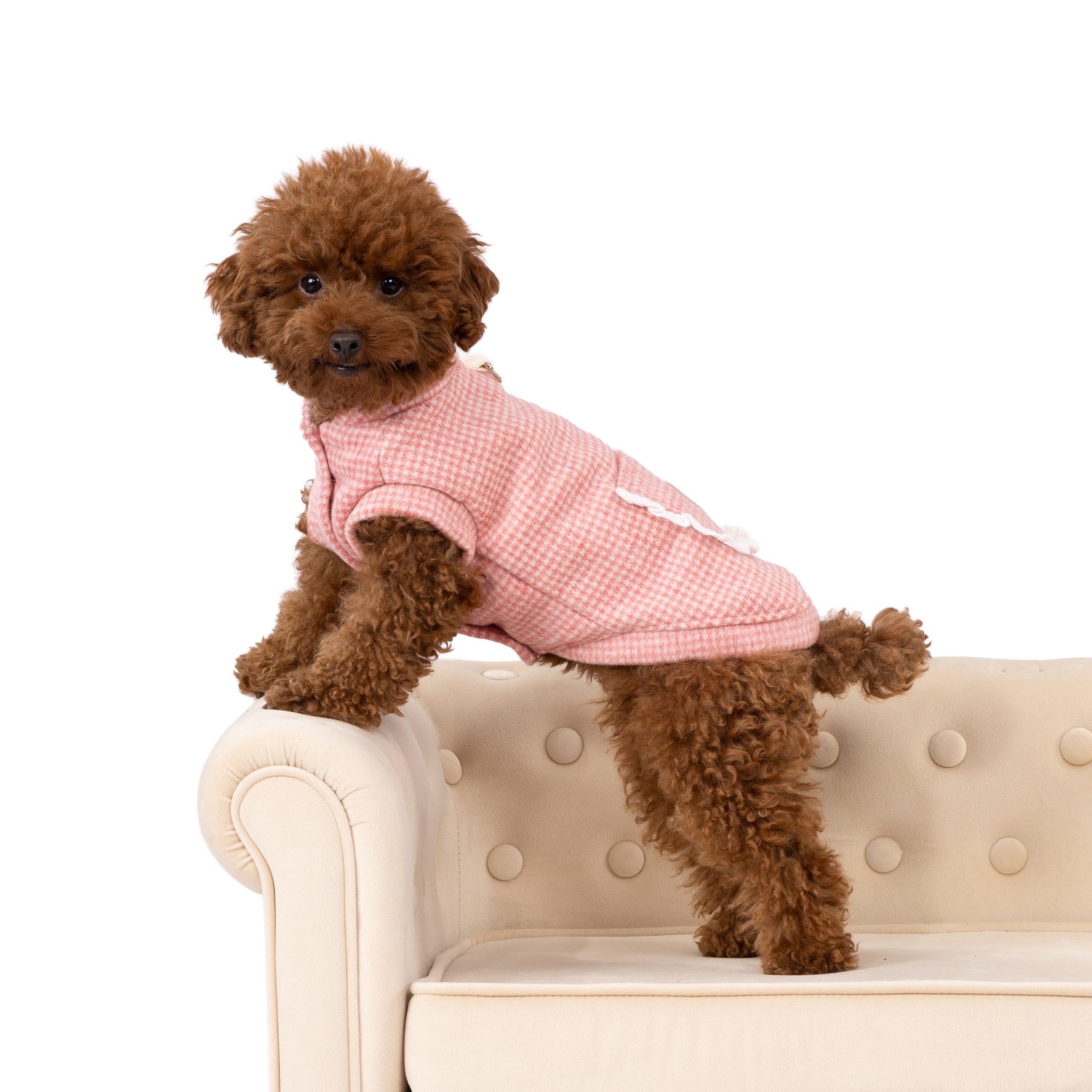 Checkered Teddy Patch Felt Winter Jacket