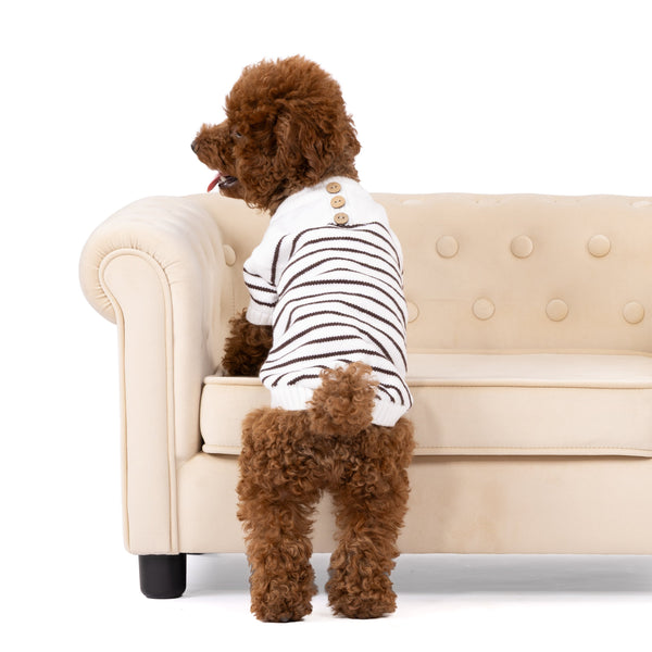 Classic Stripe Button-Back Pet Sweater – Cozy Winter Pullover