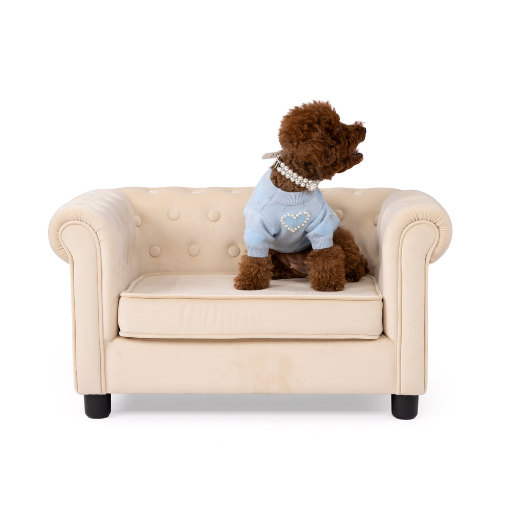 Sky Blue Knitted Sweater with Pearl Embroidery