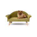 Green Velvet Wooden Legged Pet Bed