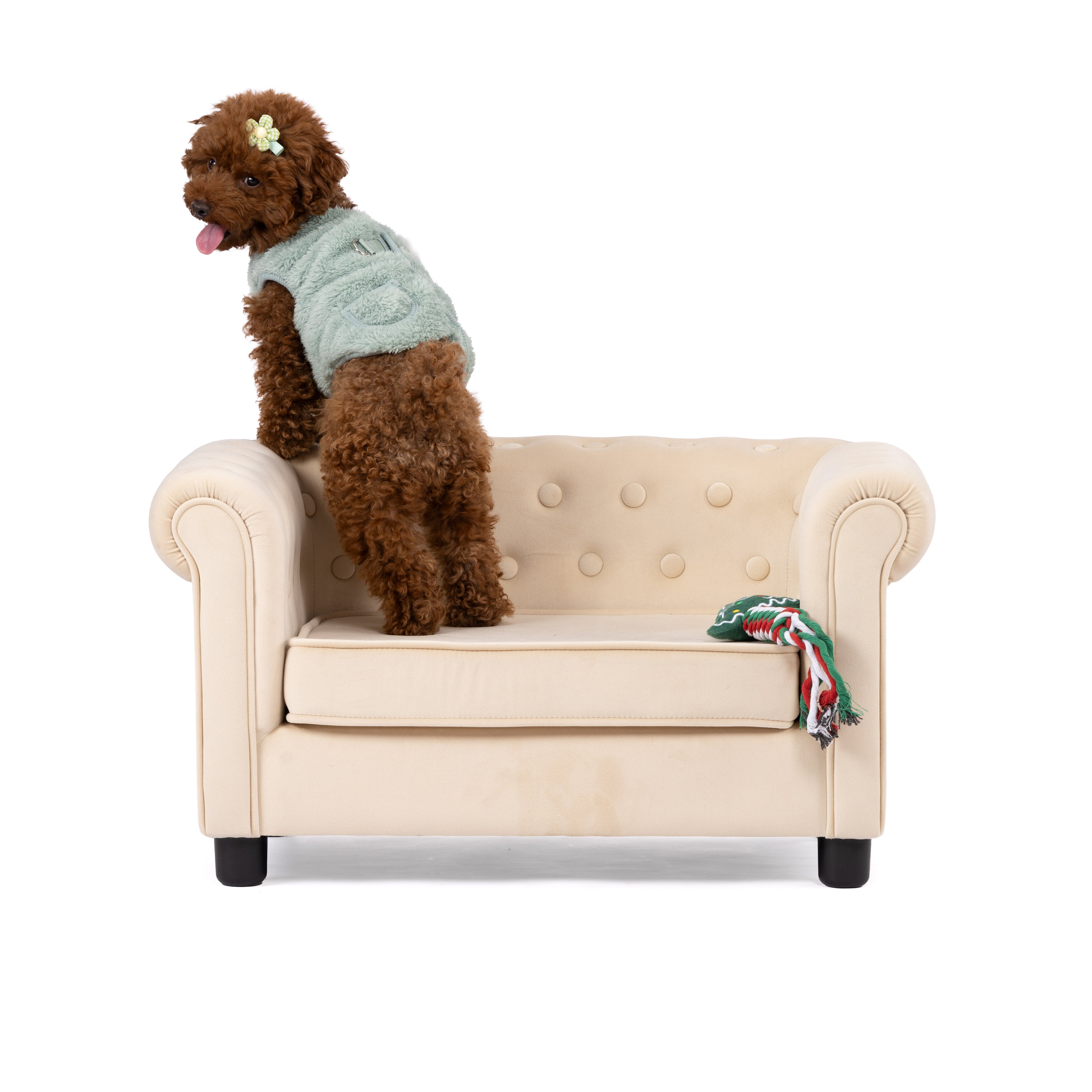 Santa Patch Plush Pet Sweater – Soft Winter Wear