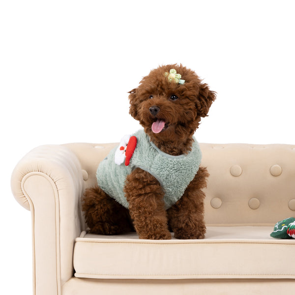 Santa Patch Plush Pet Sweater – Soft Winter Wear