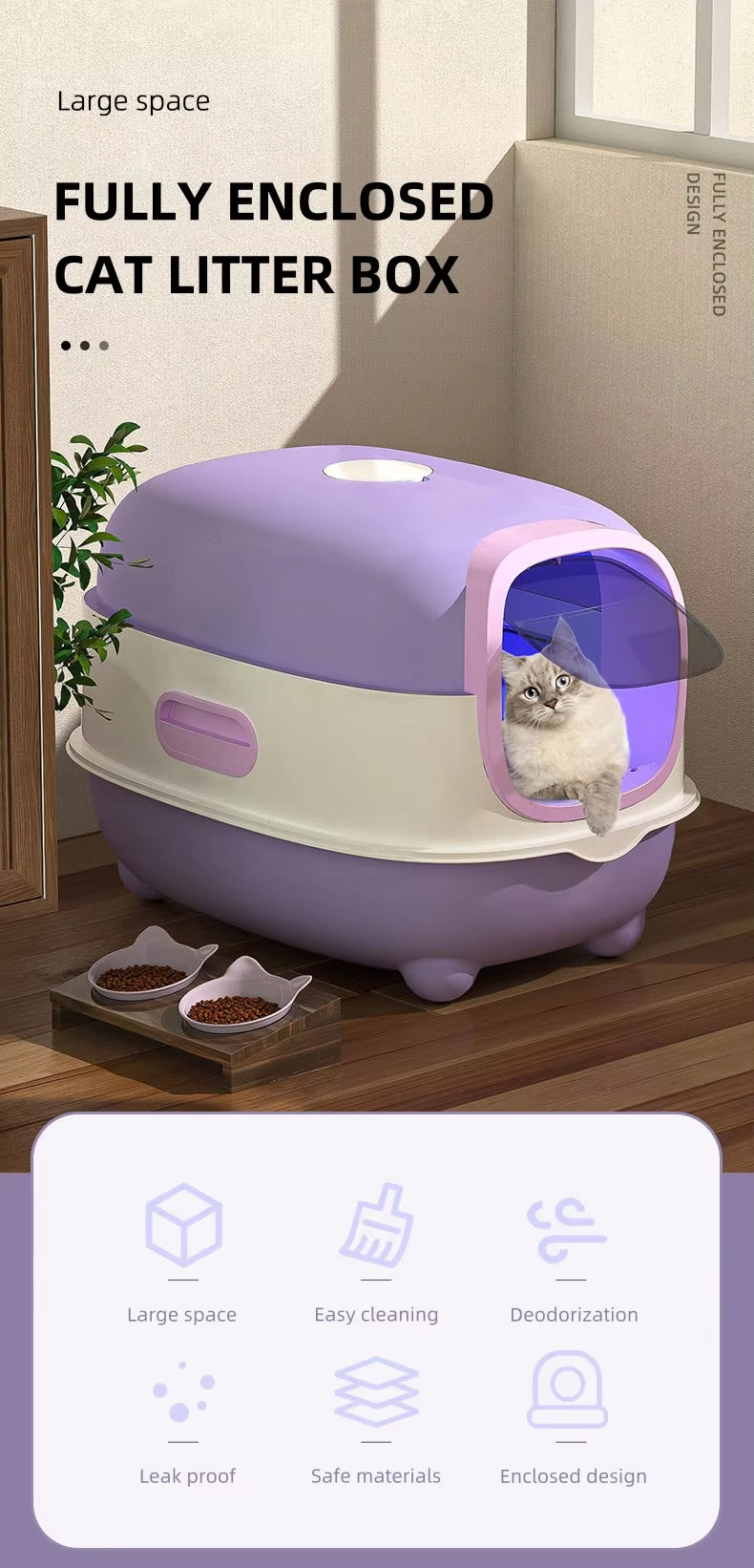 Fully Enclosed UV Cat Litter Box