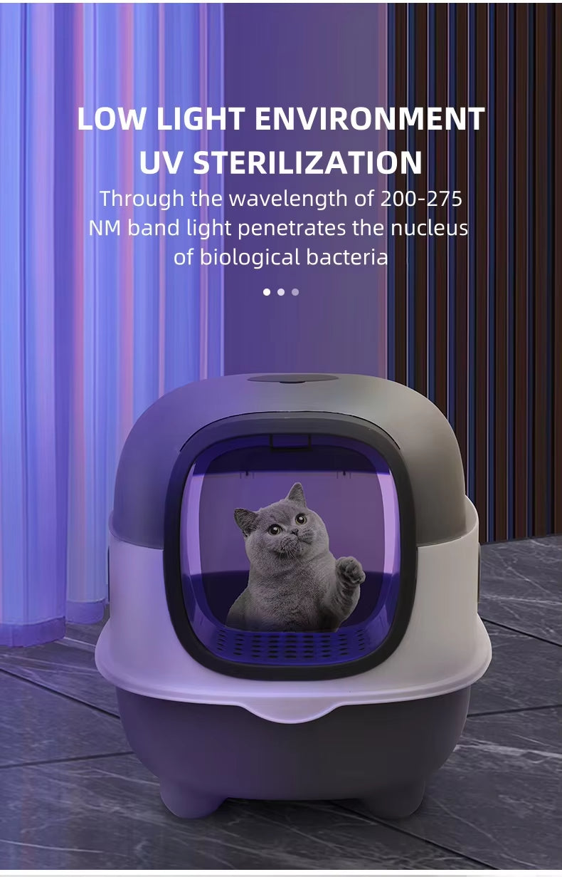 Fully Enclosed UV Cat Litter Box