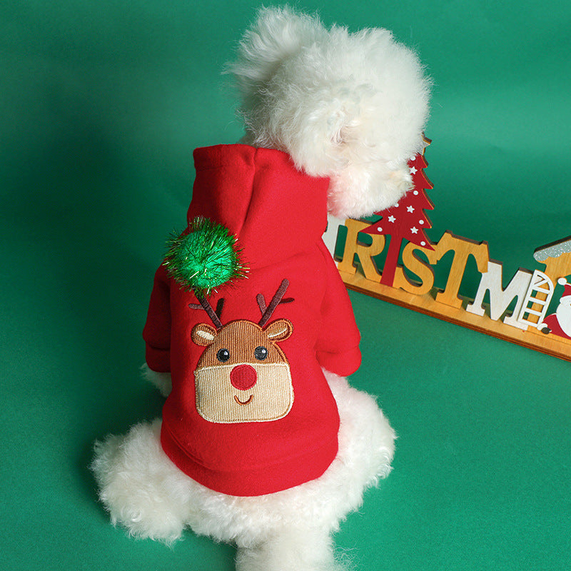 Festive Reindeer Hoodie for Dogs – Cozy Holiday Wear