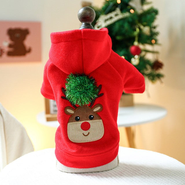 Festive Reindeer Hoodie for Dogs – Cozy Holiday Wear