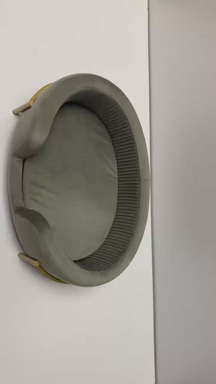 Modern Oval-Shaped with Golden Wooden Legs Velvet Pet Sofa